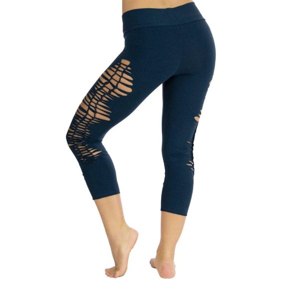 MahaDevi Design Malaya Yoga Tights with Braided Leg in Teal - Picture 7 of 7